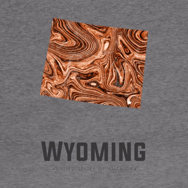 Wyoming state map abstract brown by StudioGrafiikka
